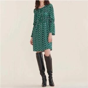 Maje Revalou Green Patterned Mini Dress
